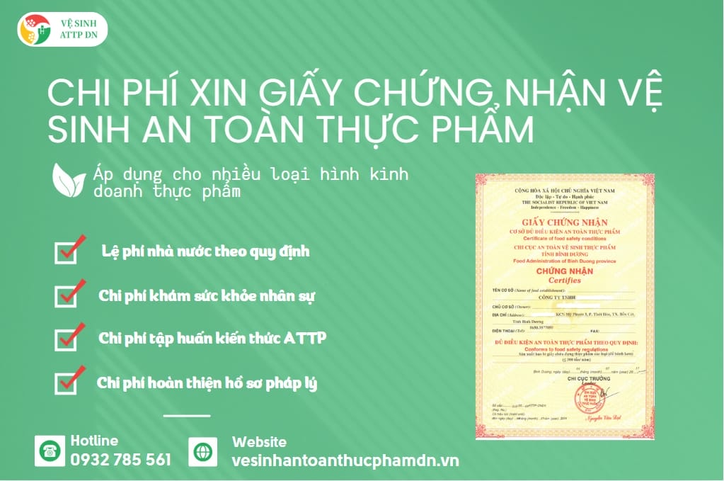 Chi phí xin giấy chứng nhận vệ sinh an toàn thực phẩm