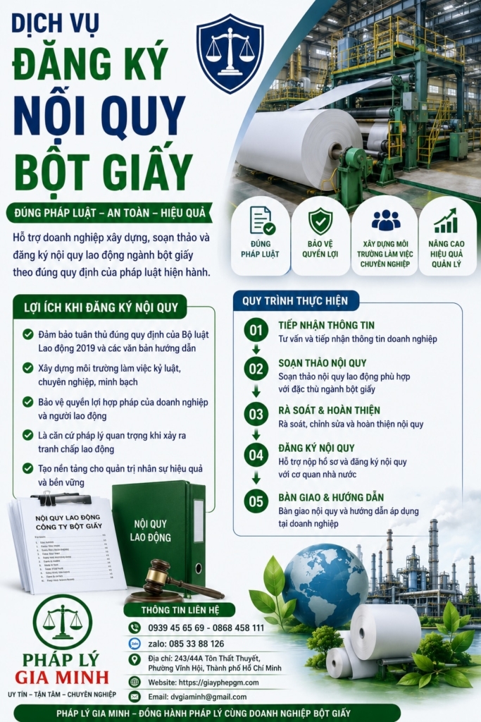 Dịch vụ đăng ký nội quy bột giấy