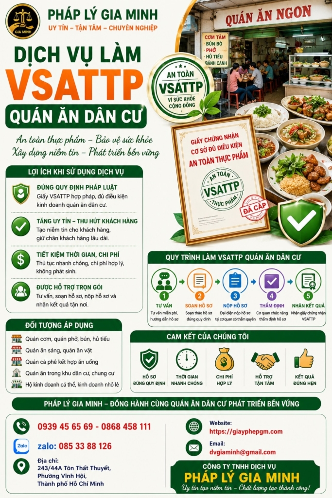 Dịch vụ làm VSATTP quán ăn dân cư