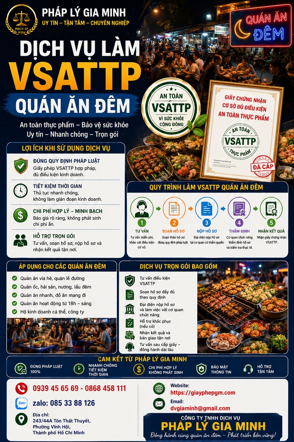 Vsattp Thủ tục giấy VSATTP cho quán ăn đêm | Điều kiện, hồ sơ, chi phí 2026
