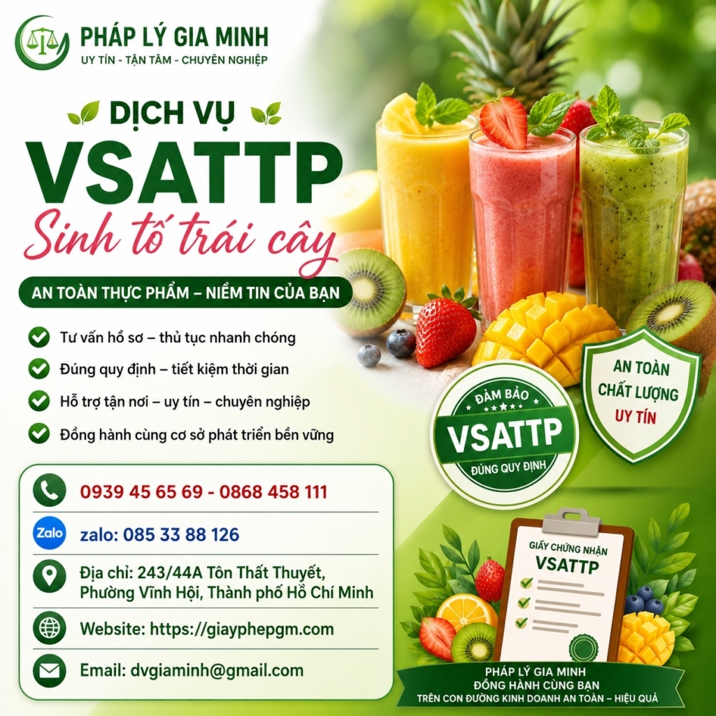 Dịch vụ VSATTP sinh tố trái cây