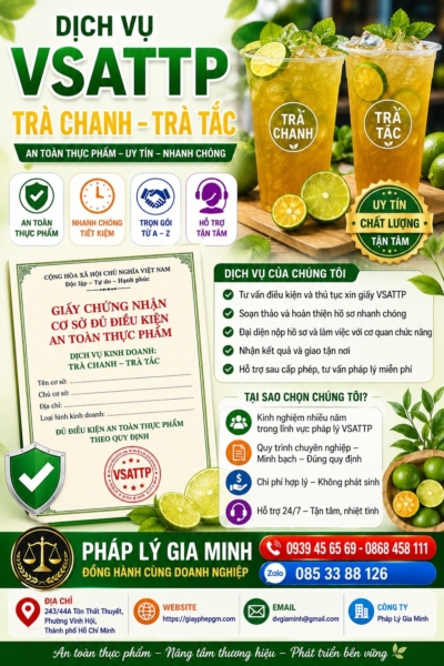 Giấy VSATTP cho quán trà chanh trà tắc đúng quy định, dễ hoàn tất