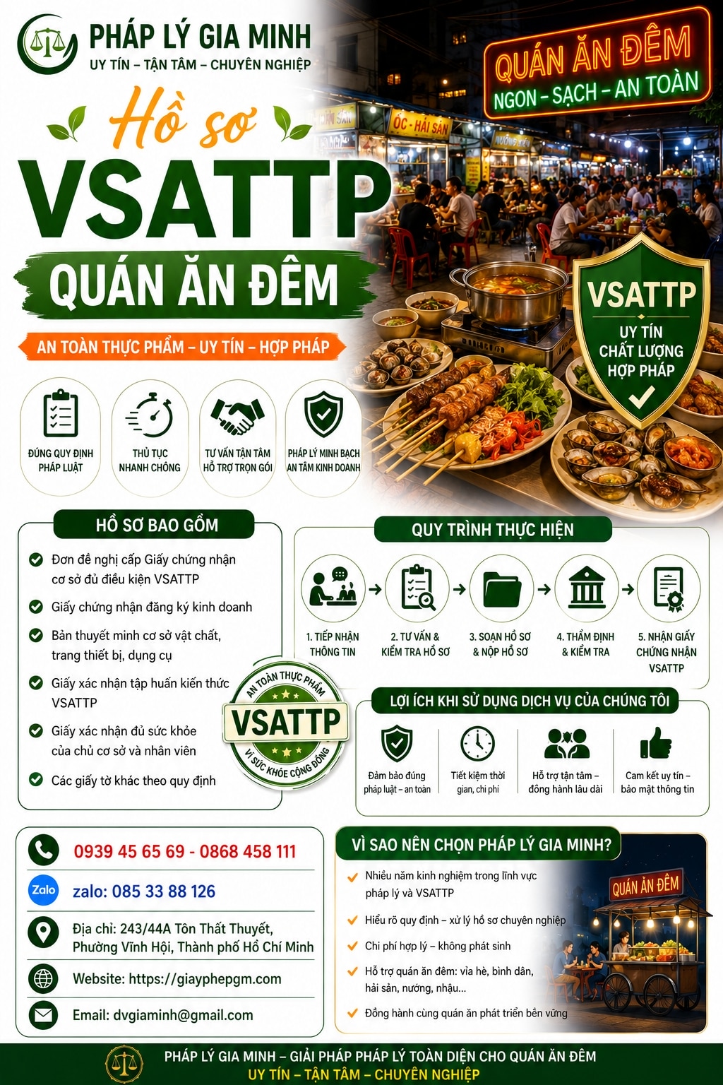 Vsattp Thủ tục giấy VSATTP cho quán ăn đêm | Điều kiện, hồ sơ, chi phí 2026