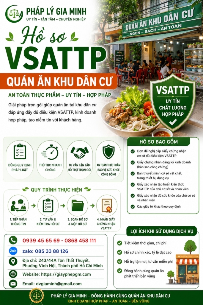 Hồ sơ VSATTP quán ăn khu dân cư
