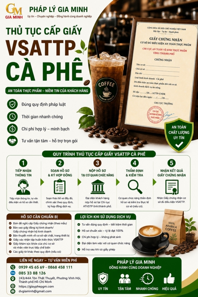 Thủ tục cấp giấy VSATTP cà phê