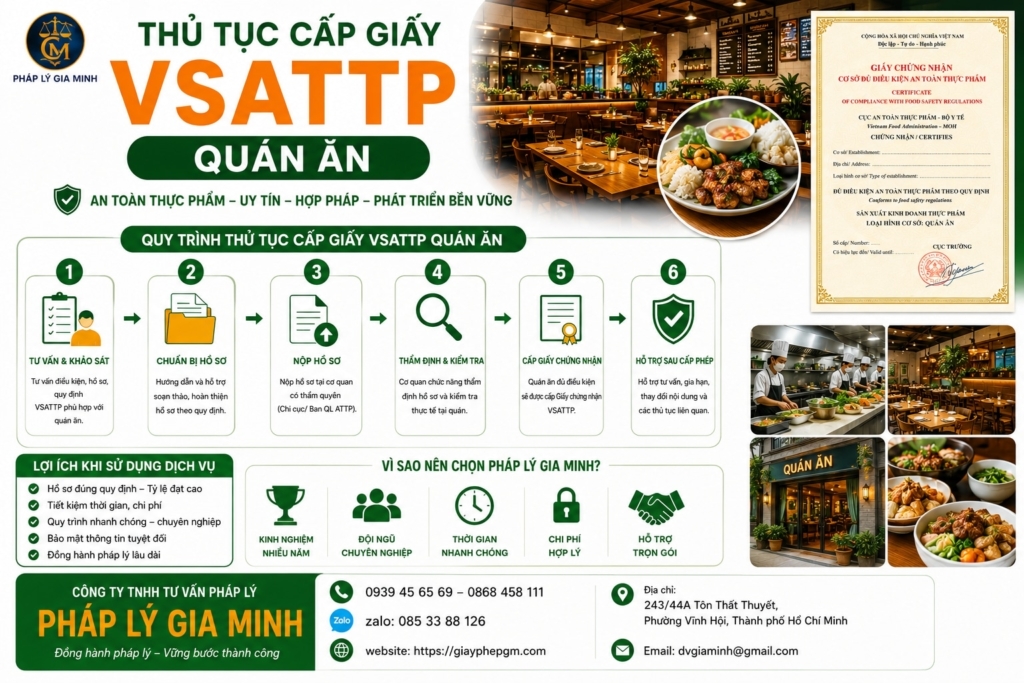 Thủ tục cấp giấy VSATTP quán ăn