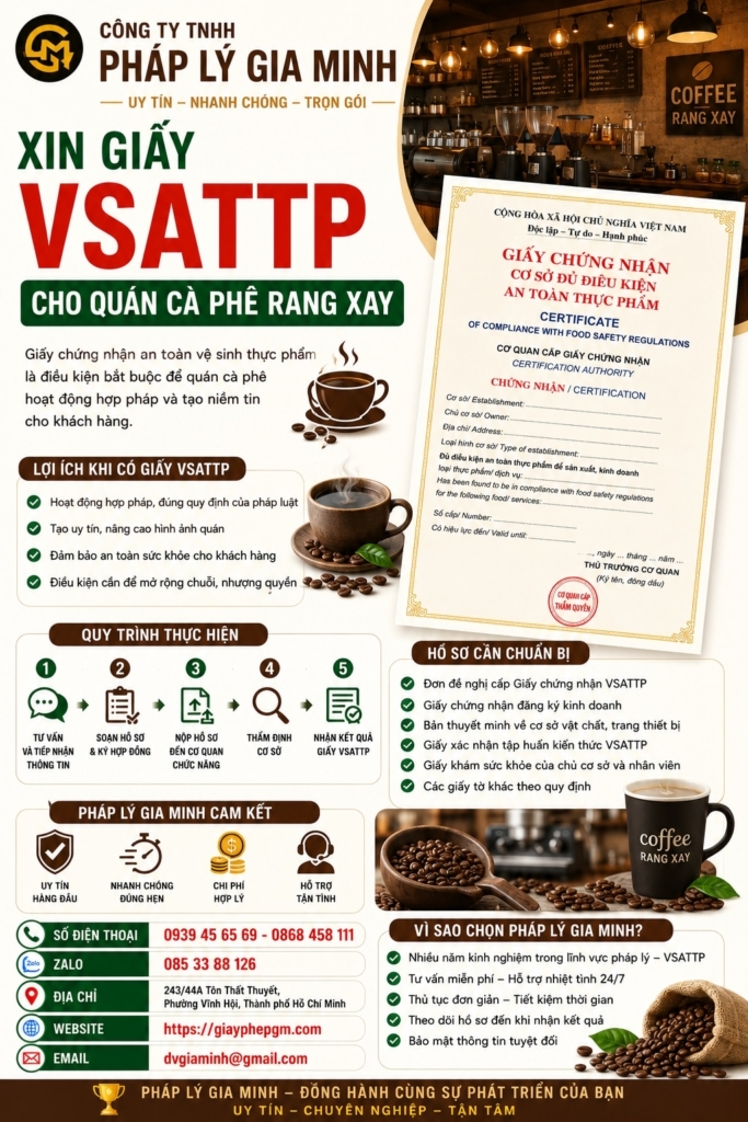 Xin giấy VSATTP cho quán cà phê rang xay