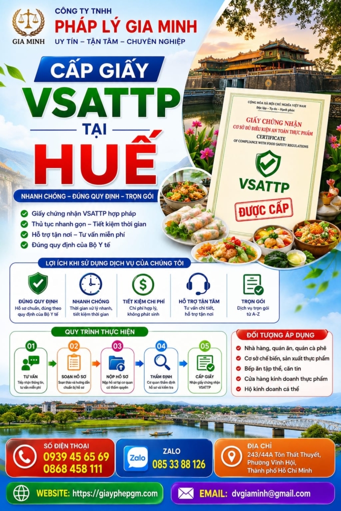 Cấp giấy VSATTP tại Huế