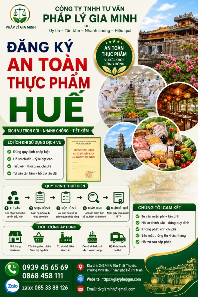 Đăng ký an toàn thực phẩm Huế