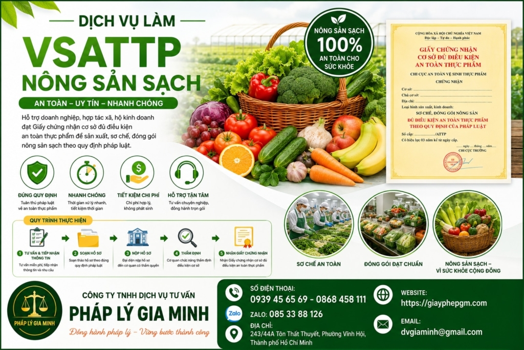 Dịch vụ làm VSATTP nông sản sạch