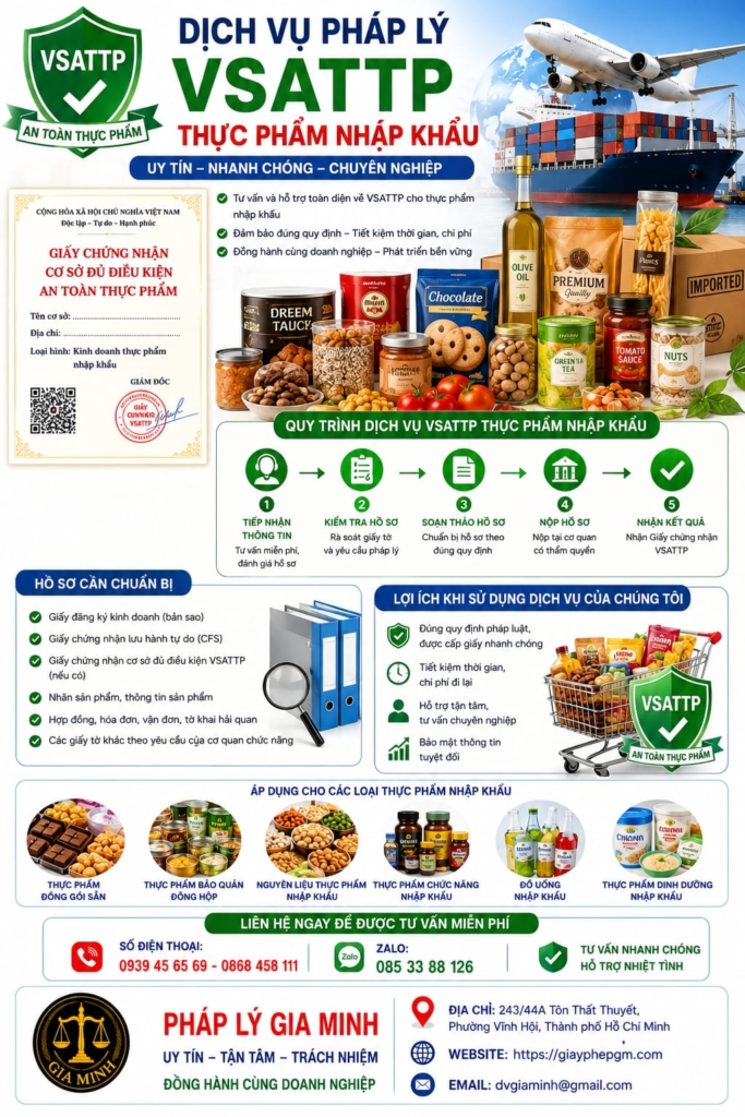 Dịch vụ pháp lý VSATTP thực phẩm nhập khẩu