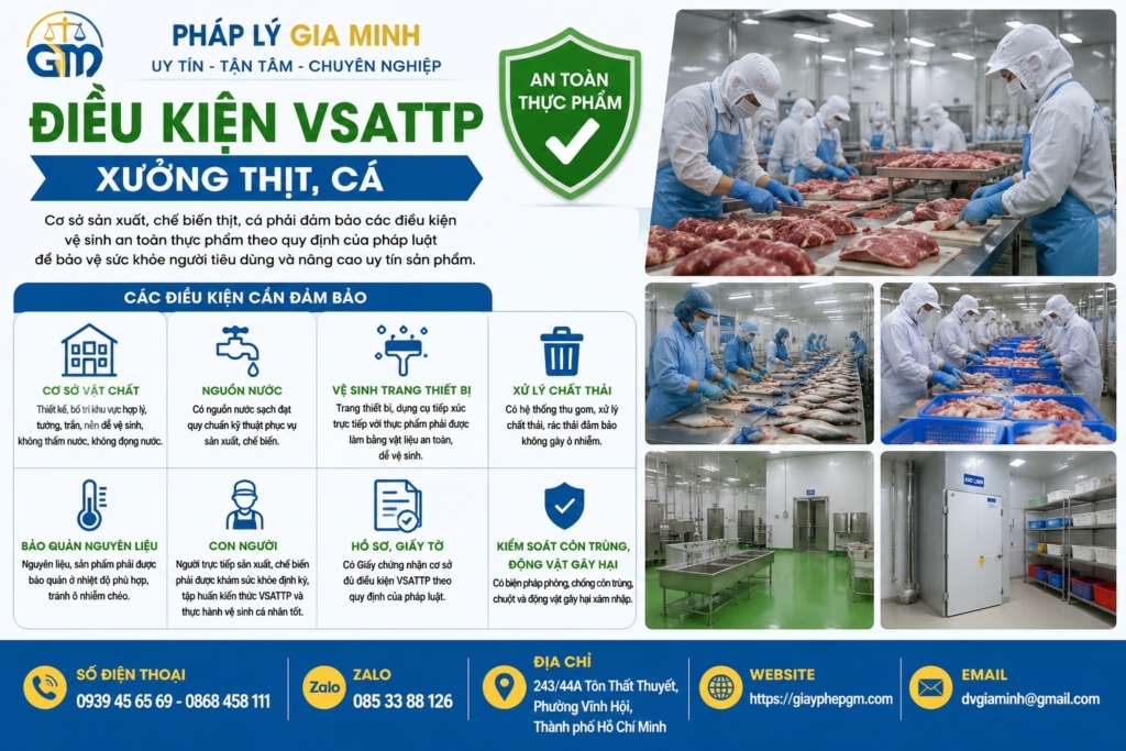Điều kiện VSATTP xưởng thịt, cá