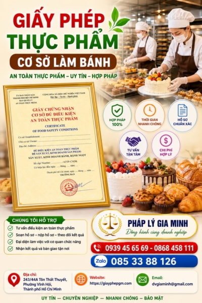 Giấy VSATTP cho xưởng làm bánh mì, bánh ngọt – Điều kiện, hồ sơ, thủ tục đầy đủ