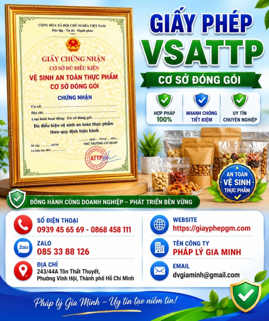 Giấy phép VSATTP cơ sở đóng gói