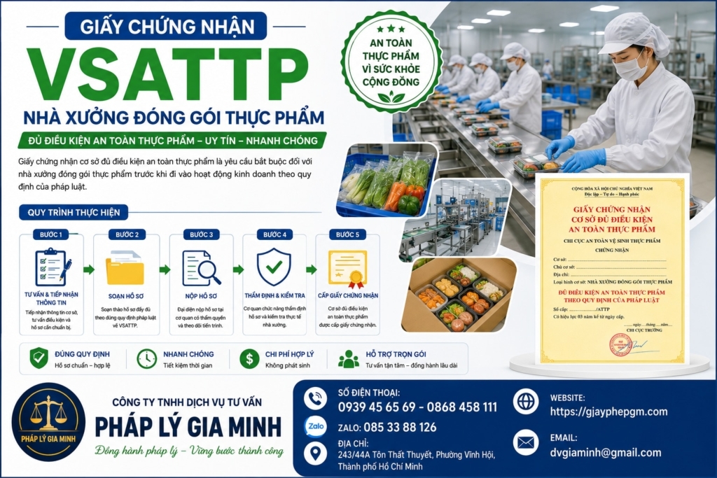 Giấy VSATTP nhà xưởng đóng gói thực phẩm