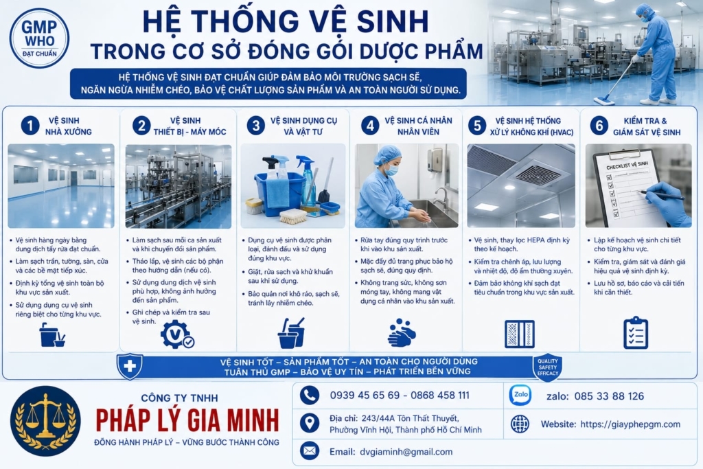 Hệ thống vệ sinh trong cơ sở đóng gói dược phẩm
