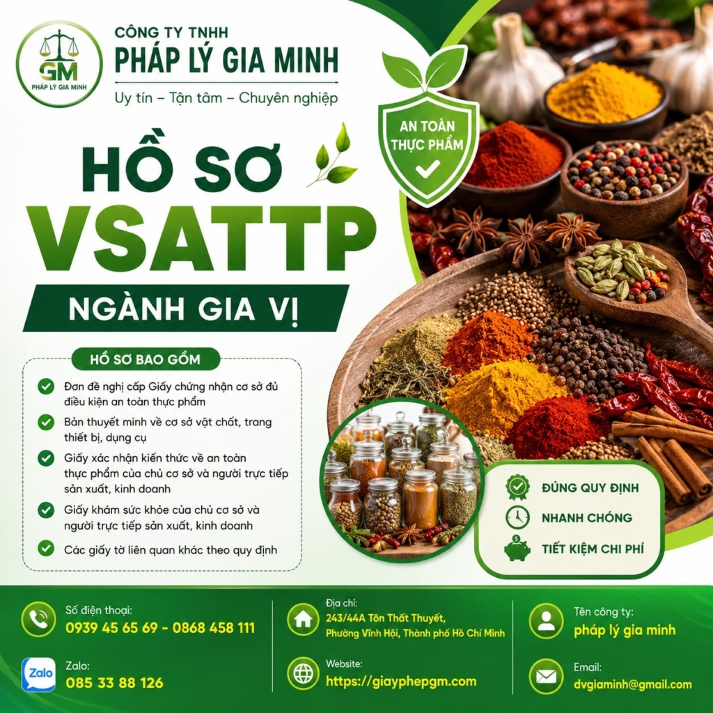 Hồ sơ VSATTP ngành gia vị