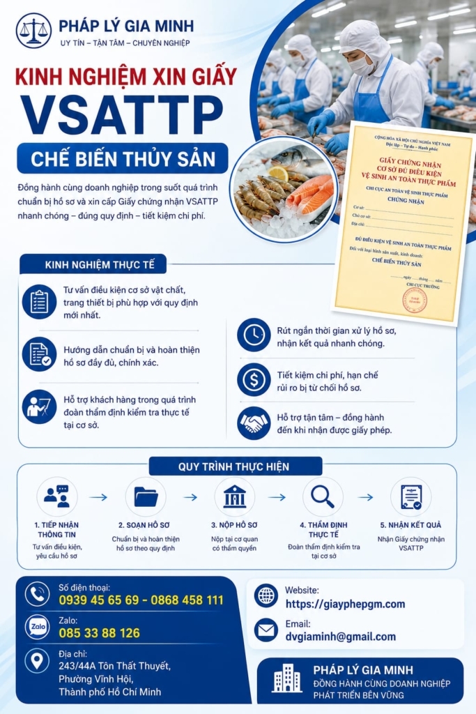 Kinh nghiệm xin giấy VSATTP chế biến thủy sản