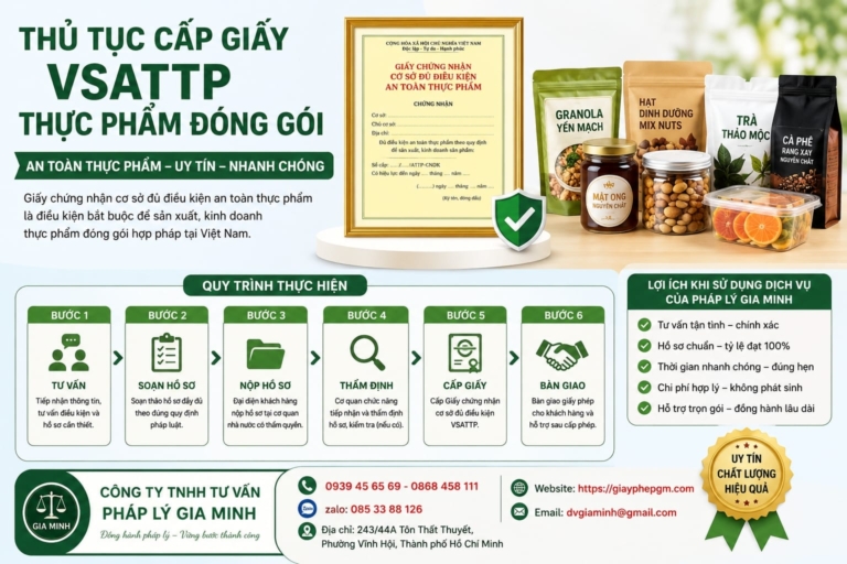 Vsattp Dịch vụ xin giấy VSATTP cho cơ sở đóng gói thực phẩm | Nhanh – Đúng luật