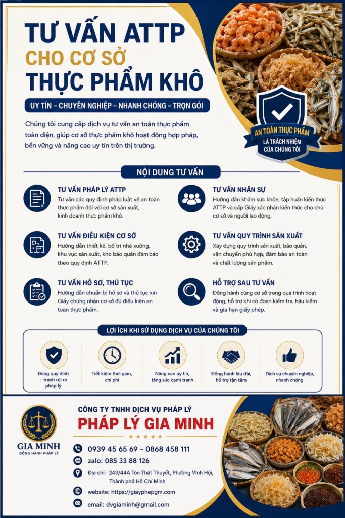 Tư vấn ATTP cho cơ sở thực phẩm khô

