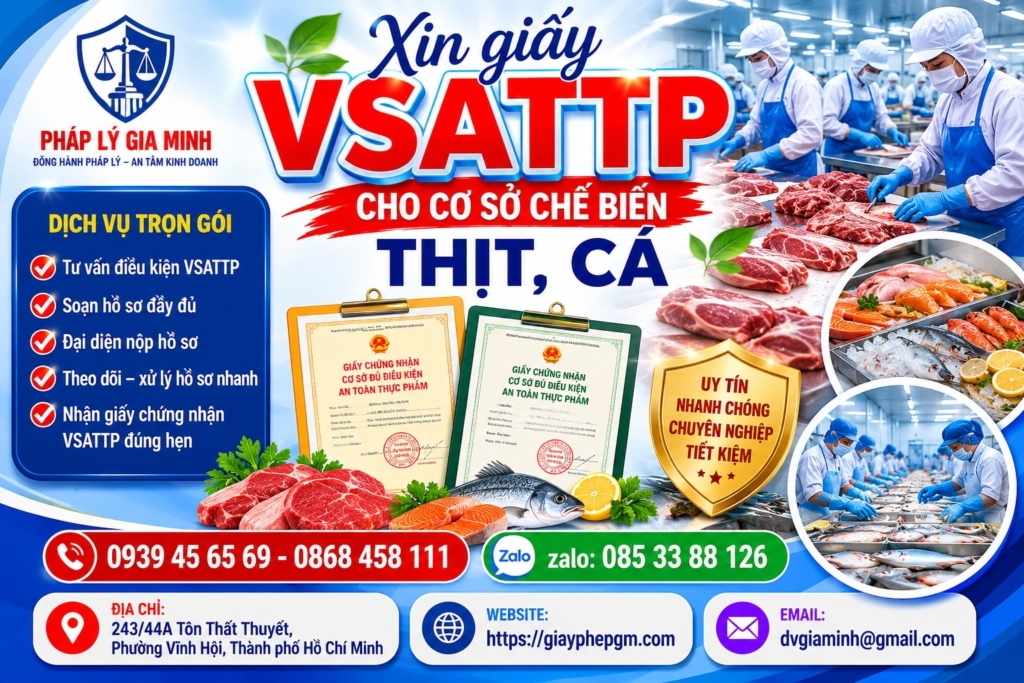 Xin giấy VSATTP cho cơ sở chế biến thịt, cá