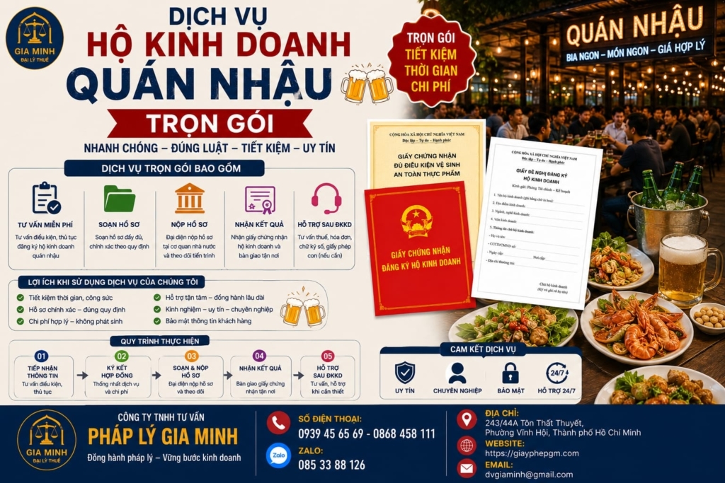Dịch vụ hộ kinh doanh quán nhậu trọn gói