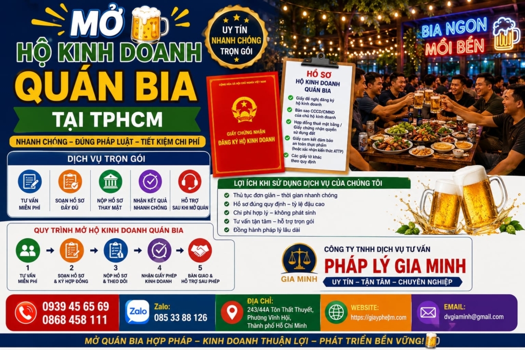 Mở hộ kinh doanh quán bia tại TPHCM