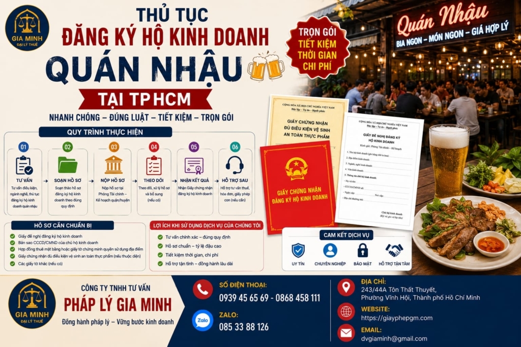 Thủ tục đăng ký hộ kinh doanh quán nhậu tại TPHCM
