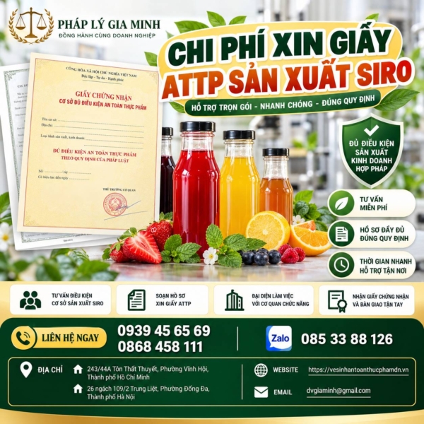 Chi phí xin giấy ATTP sản xuất siro