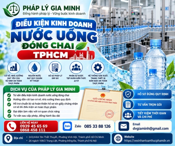 Điều kiện kinh doanh nước uống đóng chai tại TPHCM
